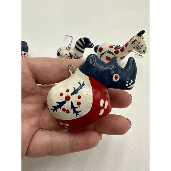 Ceramic Animals Christmas Ornaments Blue Re White Giraffe Bird Zebra Hippo Rhino - Picture 8 of 9